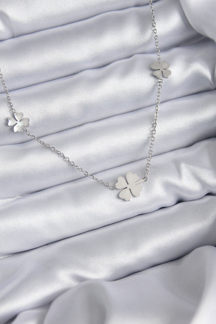 EBJ 316L Stainless Steel Chain Silver Color Clover Model Women's Necklace - Foligno