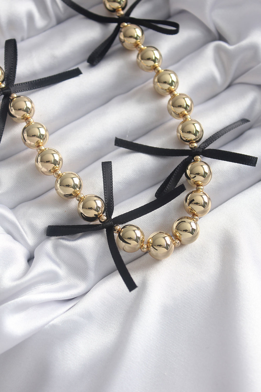 EBJ Rice Gold Color Black Ribbon Detail VIP Women's Necklace - Grasse