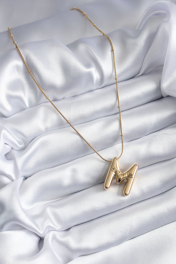 EBJ 316L Steel Gold Color Bubble "M" Letter Model Women's Necklace - Scafati
