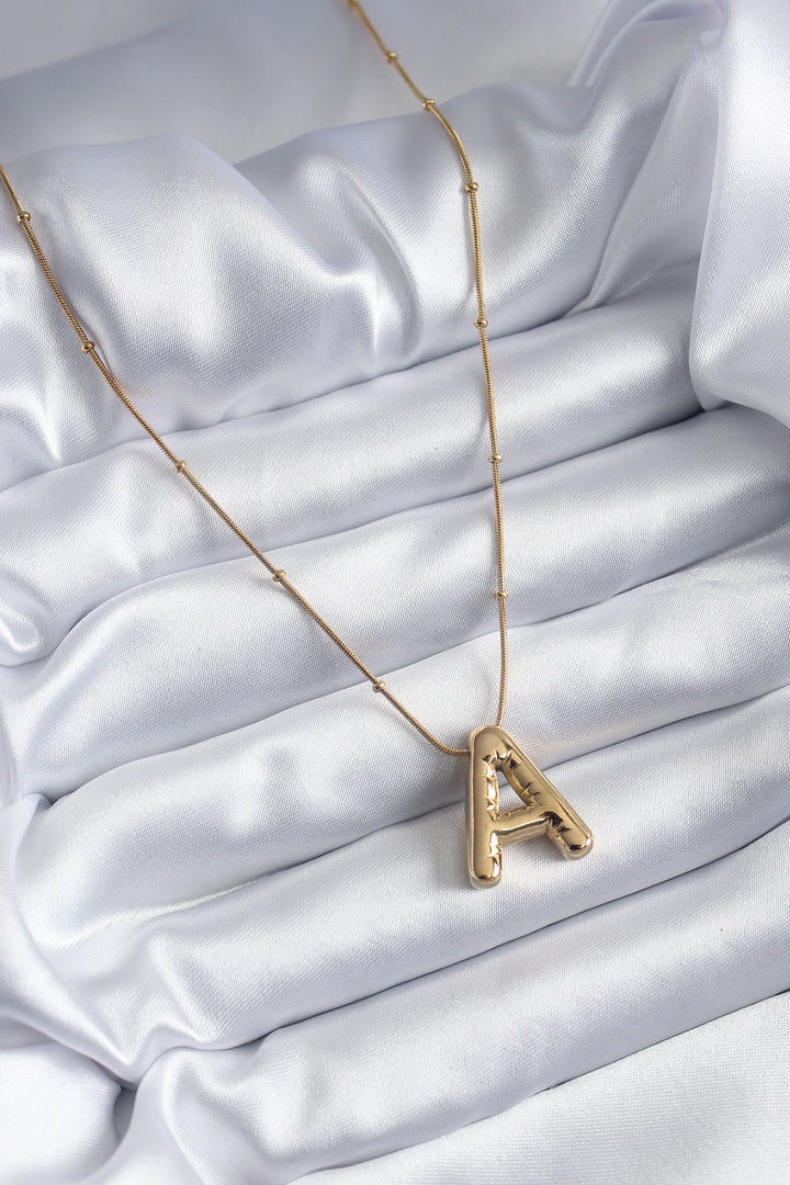 EBJ 316L Steel Gold Color Bubble "A" Letter Model Women's Necklace - Xicotepec de Juárez