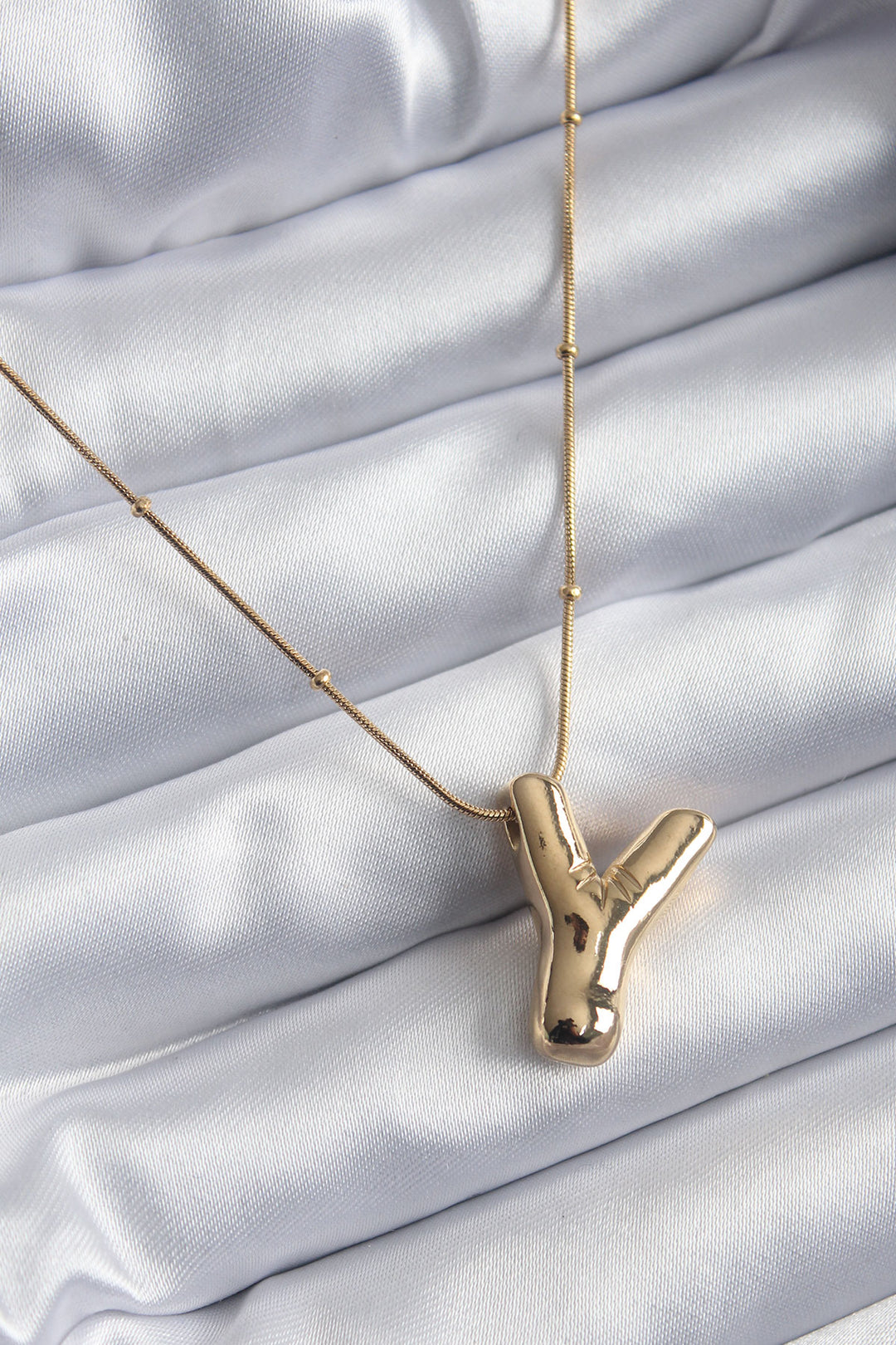 EBJ 316L Steel Gold Color Bubble "Y" Letter Model Women's Necklace - Kannapolis