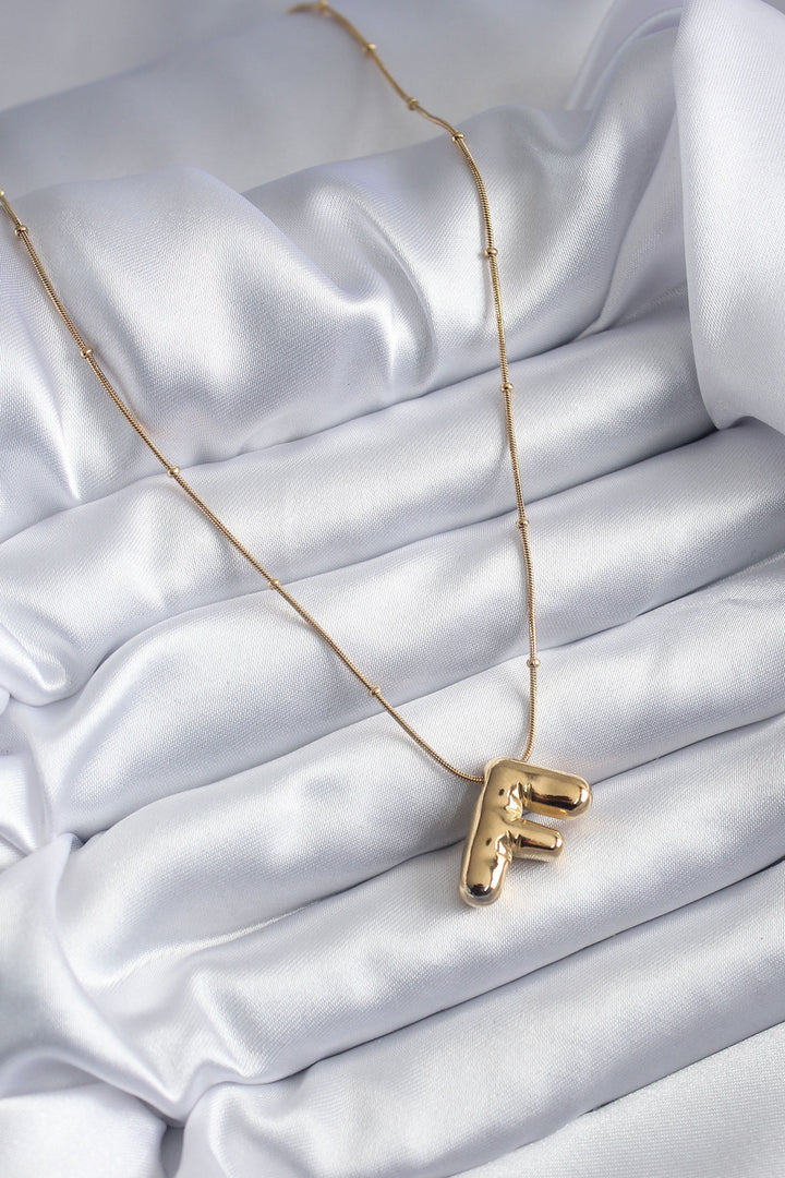 EBJ 316L Steel Gold Color Bubble "F" Letter Model Women's Necklace - San Vicente del Raspeig