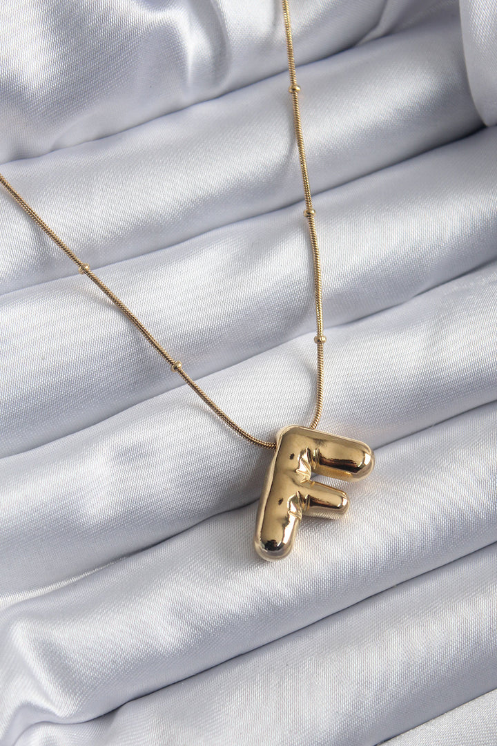 EBJ 316L Steel Gold Color Bubble "F" Letter Model Women's Necklace - San Vicente del Raspeig