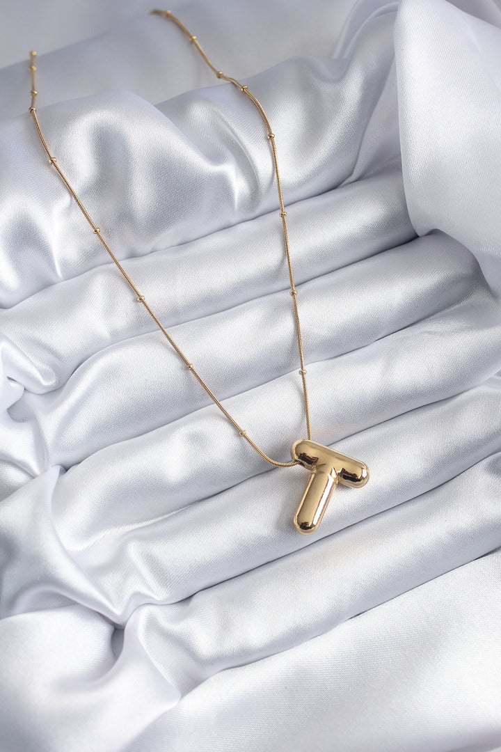 EBJ 316L Steel Gold Color Bubble "T" Letter Model Women's Necklace - Victoriaville