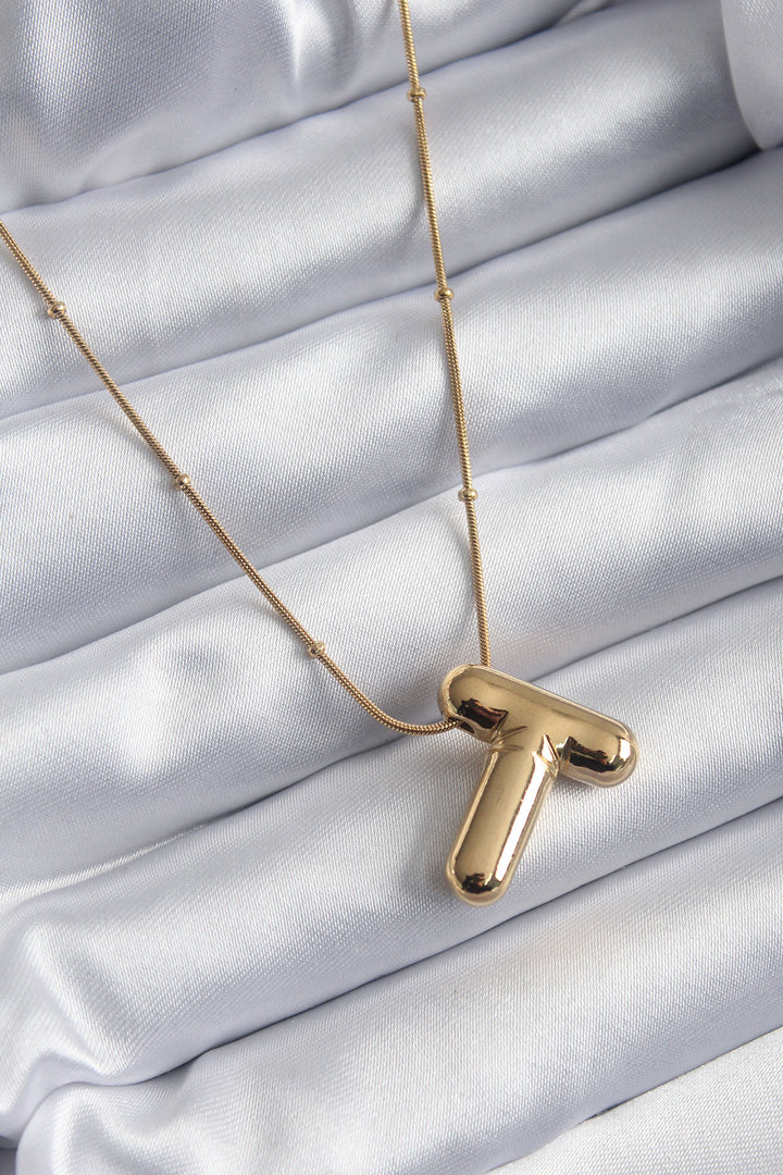 EBJ 316L Steel Gold Color Bubble "T" Letter Model Women's Necklace - Victoriaville