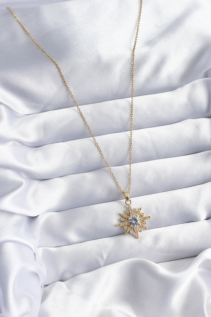 EBJ 316L Steel Gold Color Chain with Zircon Stone Polar Star Figure Women's Necklace - Bad Kreuznach
