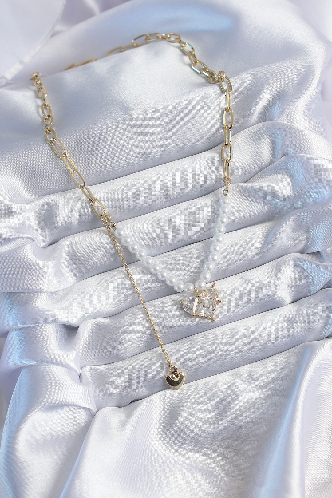 EBJ Rice Gold Color Pendant with Zircon Stone Heart Model Swing Detail VIP Women's Necklace - Oldenburg