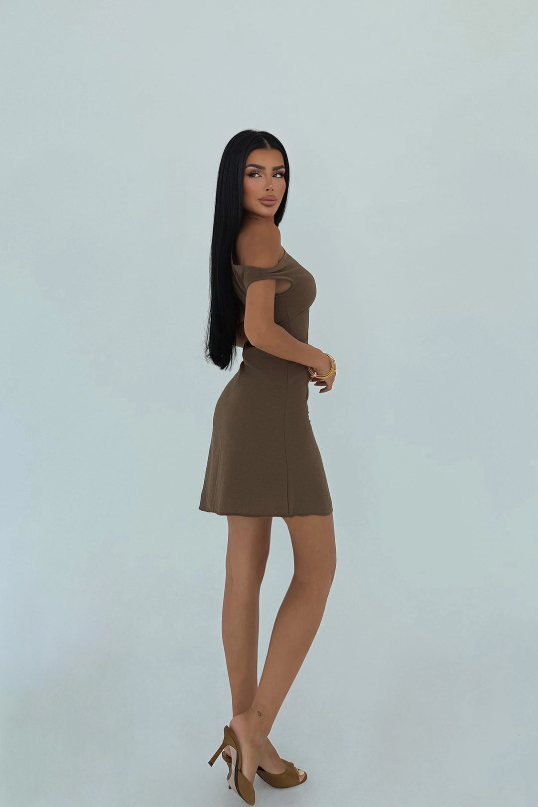 EYY Women Khaki Strap Mini Dress - Casalnuovo di Napoli