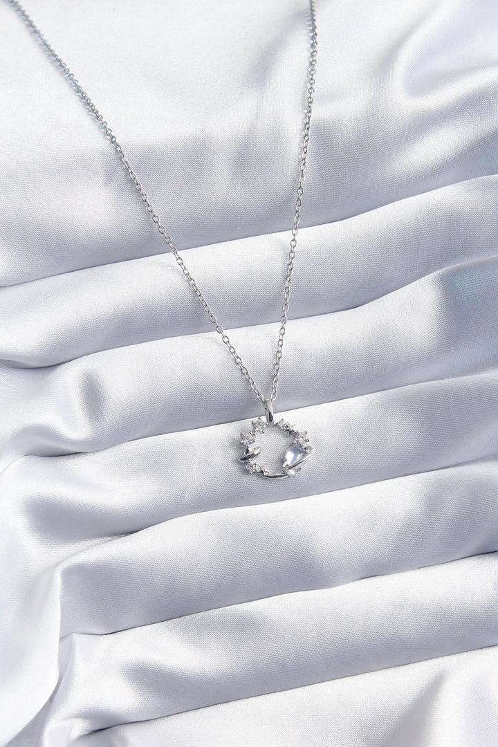 EBJ 316L Stainless Steel Silver Color Star Model Women's Necklace with Zircon Stone - Arlington