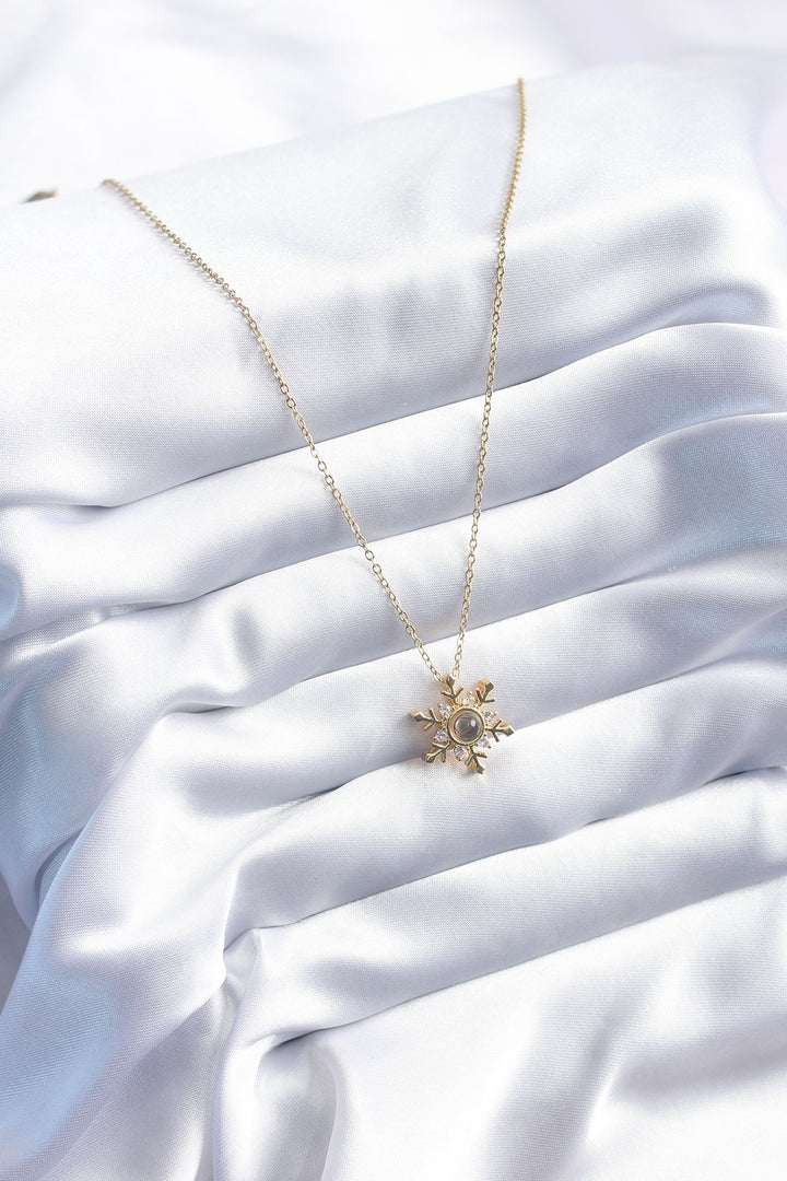 EBJ 316L Steel Gold Color Zircon Stone Snowflake Projection Model Women's Necklace - Gómez Palacio