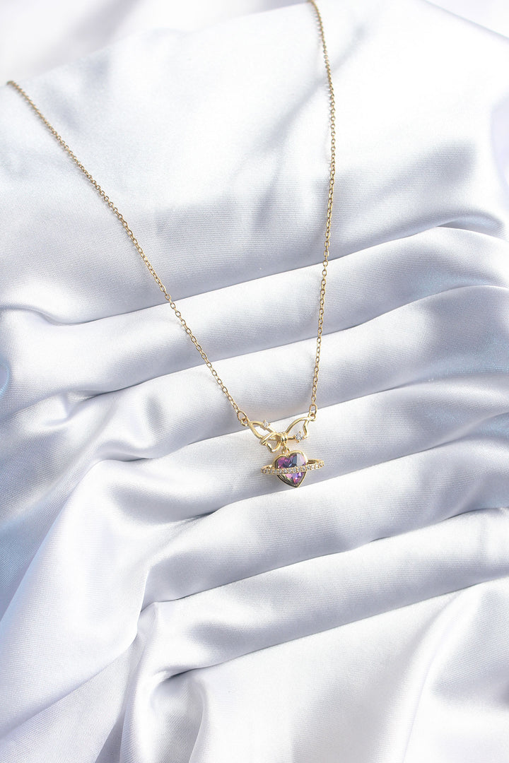 EBJ 316L Steel Gold Color Crystal Heart Zircon Stone Detail Women's Necklace - East Gwillimbury