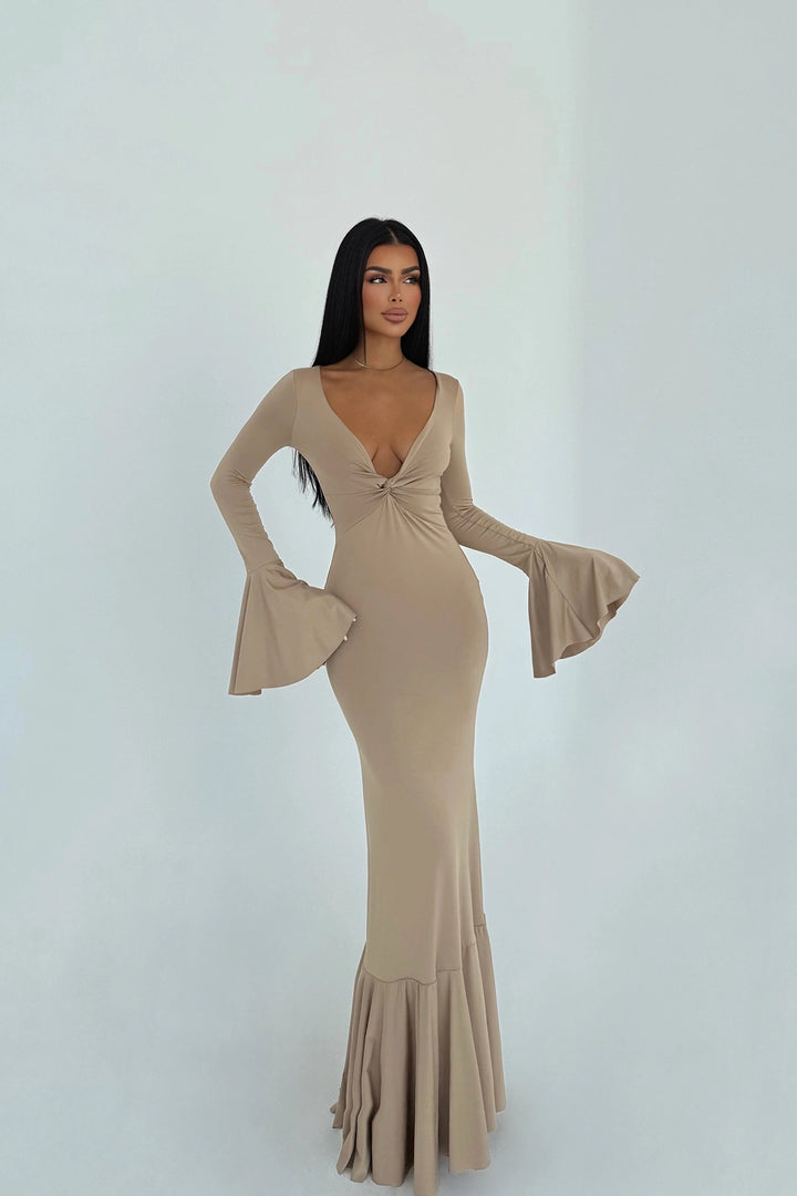 EYY Women Krem Uzun Kollu Elbise - Königswinter