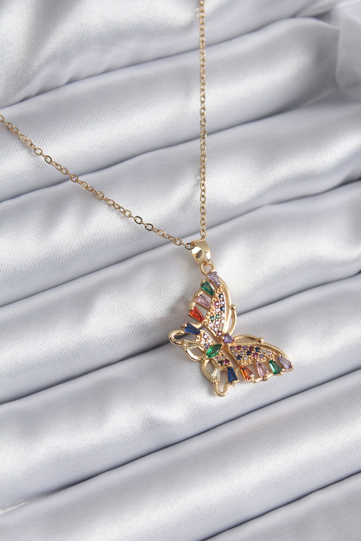EBJ 316L Stainless Steel Gold Color Butterfly Model Women's Necklace with Zircon Stone - Midwest City