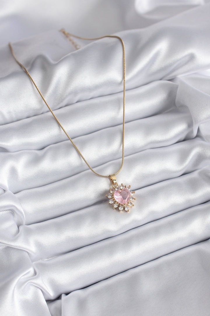 EBJ 316L Steel Gold Color Zircon Stone Heart Model Women's Necklace - Worcester
