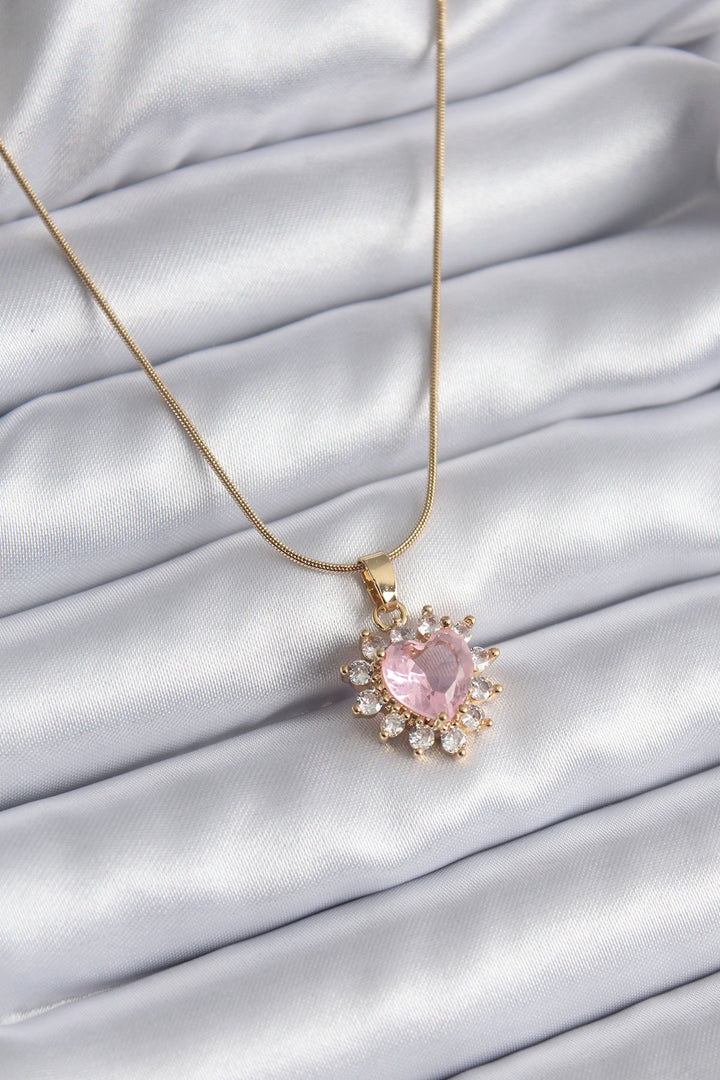 EBJ 316L Steel Gold Color Zircon Stone Heart Model Women's Necklace - Worcester