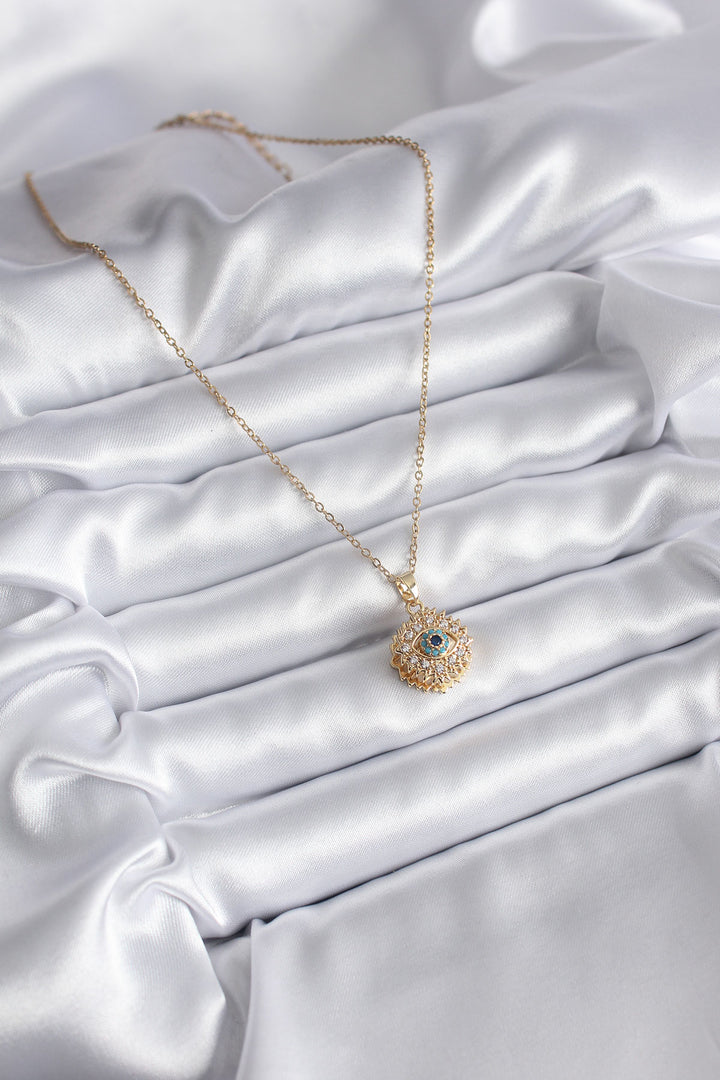 EBJ 316L Stainless Steel Gold Color Zircon Stone Eye Design Women's Necklace - Buffalo Grove