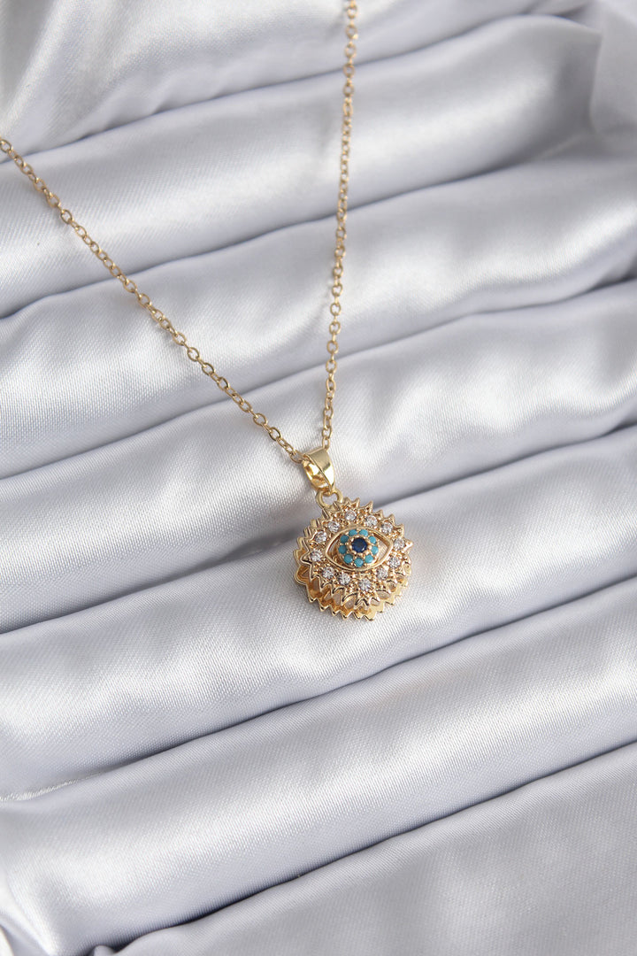 EBJ 316L Stainless Steel Gold Color Zircon Stone Eye Design Women's Necklace - Buffalo Grove