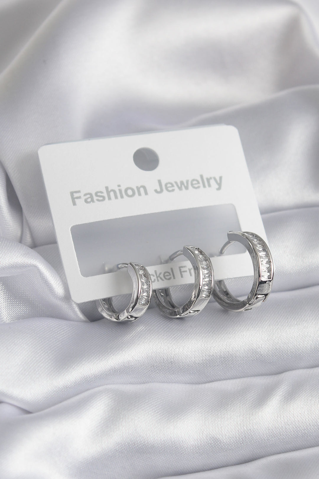 EBJ Rice Silver Color Zircon Stone Hoop Model Women's Earring - Târgovişte