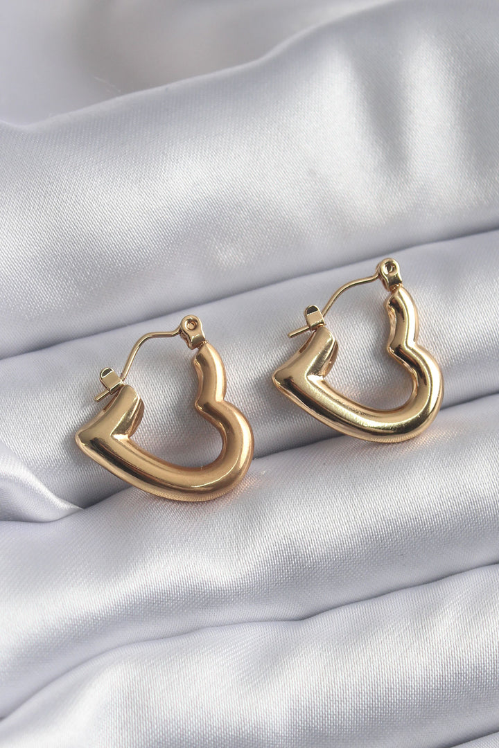EBJ 316L أقراط نسائية على شكل قلب ذهبي اللون - أنابوليس