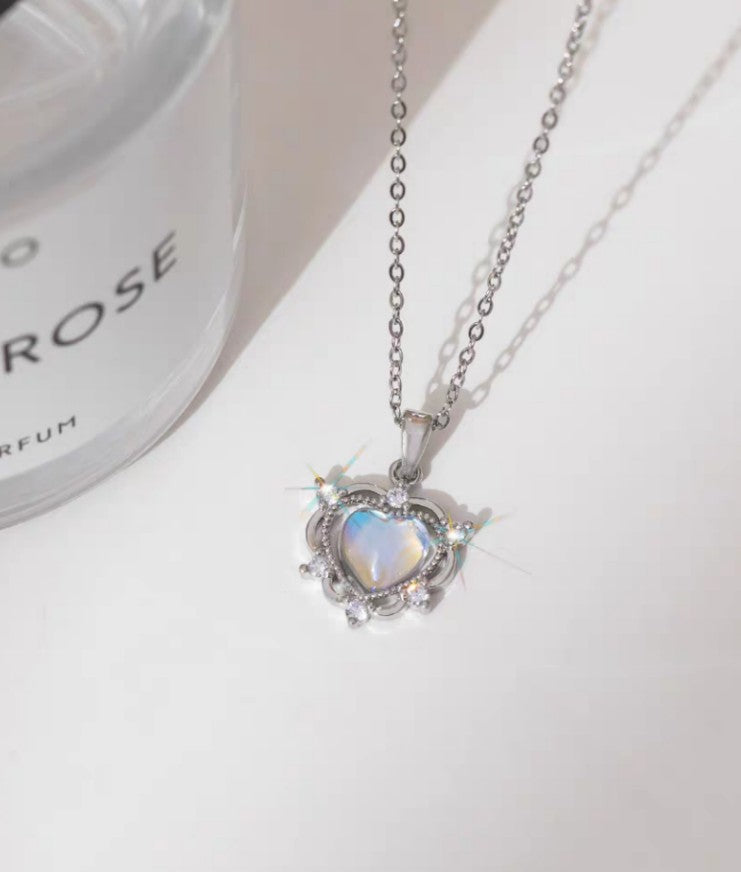 EBJ 316L Stainless Steel Chain Silver Color Heart Model Women's Necklace - Limoges
