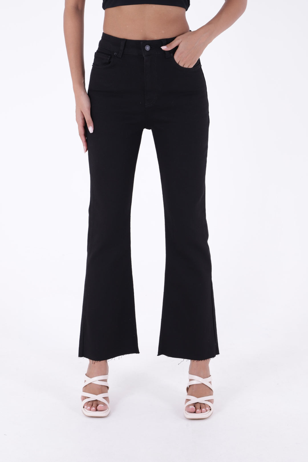 XLJ High Waist Mom Fit Jean with Flared Leg and Fringe Ending Mixed - Atascocita