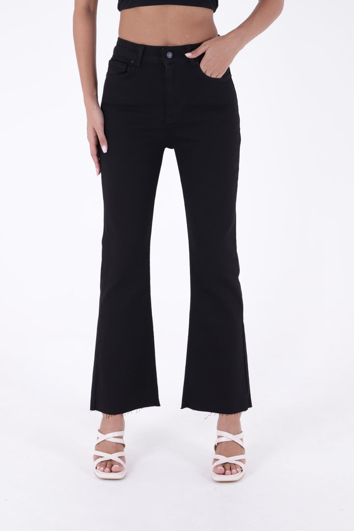 XLJ High Waist Mom Fit Jean with Flared Leg and Fringe Ending Mixed - Atascocita