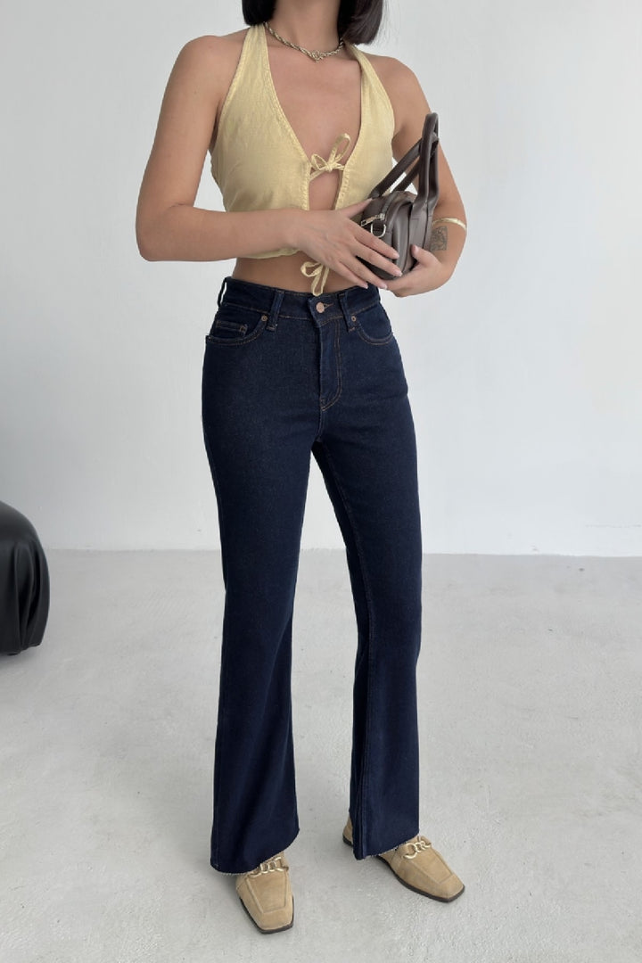 XLJ High Waist Mom Fit Jean with Flared Leg and Fringe Ending Mixed - Bradford West Gwillimbury