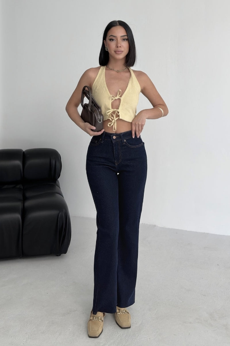 XLJ High Waist Mom Fit Jean with Flared Leg and Fringe Ending Mixed - Bradford West Gwillimbury
