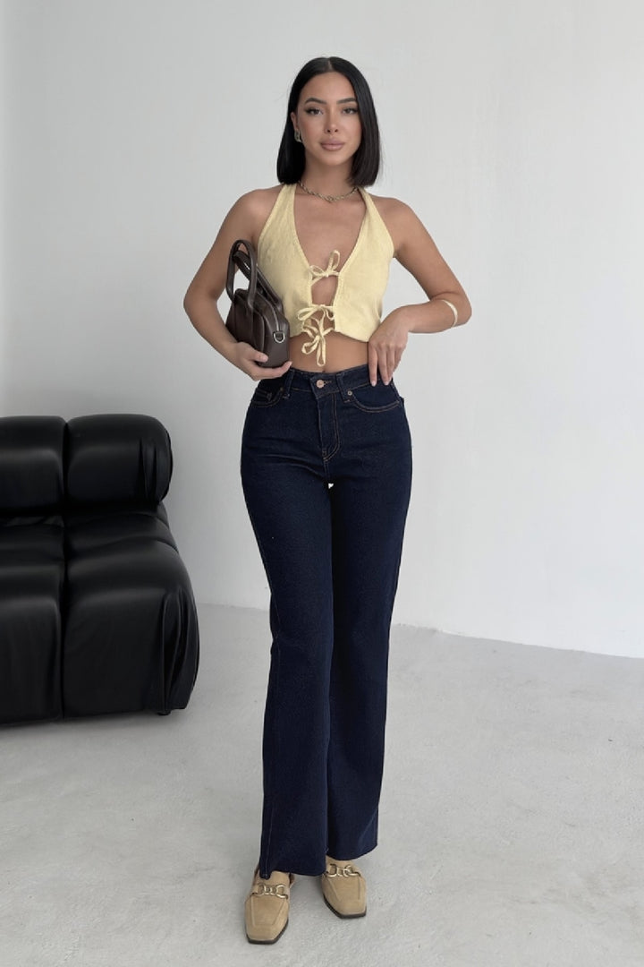 XLJ High Waist Mom Fit Jean with Flared Leg and Fringe Ending Mixed - Bradford West Gwillimbury