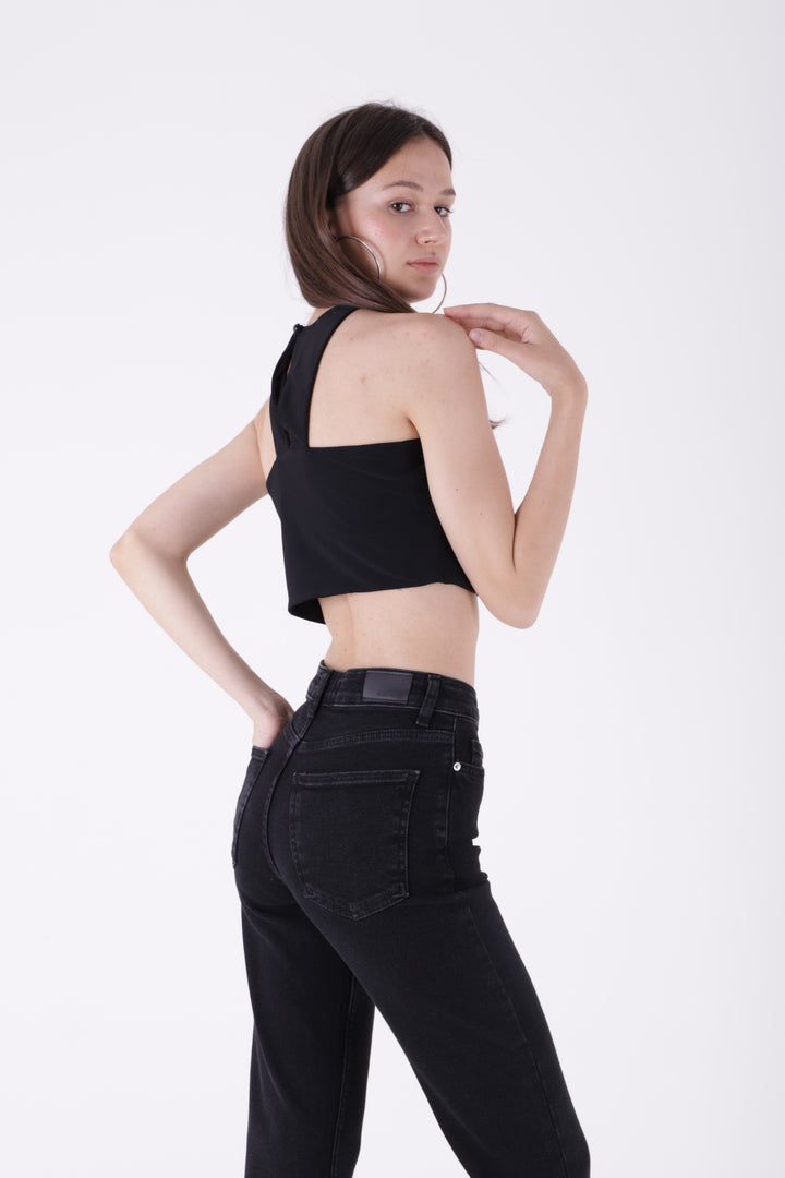 XLJ High Waist Mom Fit Jean with Flared Leg and Fringe Ending Mixed - Glendora