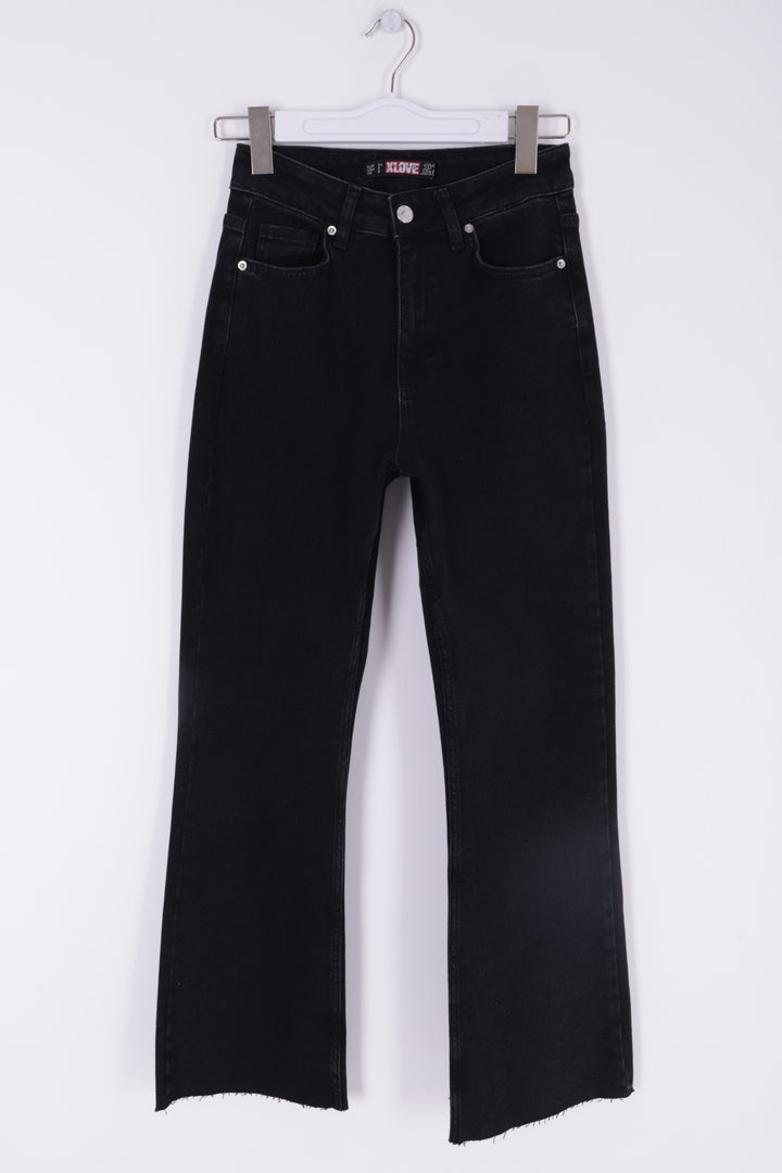 XLJ High Waist Mom Fit Jean with Flared Leg and Fringe Ending Mixed - Glendora