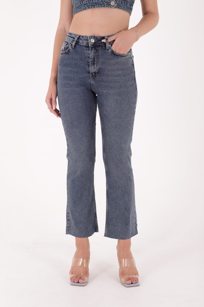 XLJ High Waist Mom Fit Jean with Flared Leg and Fringe Ending Mixed - Mariupol