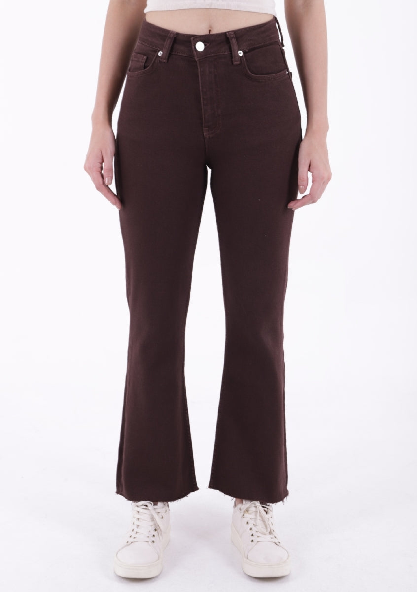 XLJ High Waist Mom Fit Jean with Flared Leg and Fringe Ending Mixed - Teruel