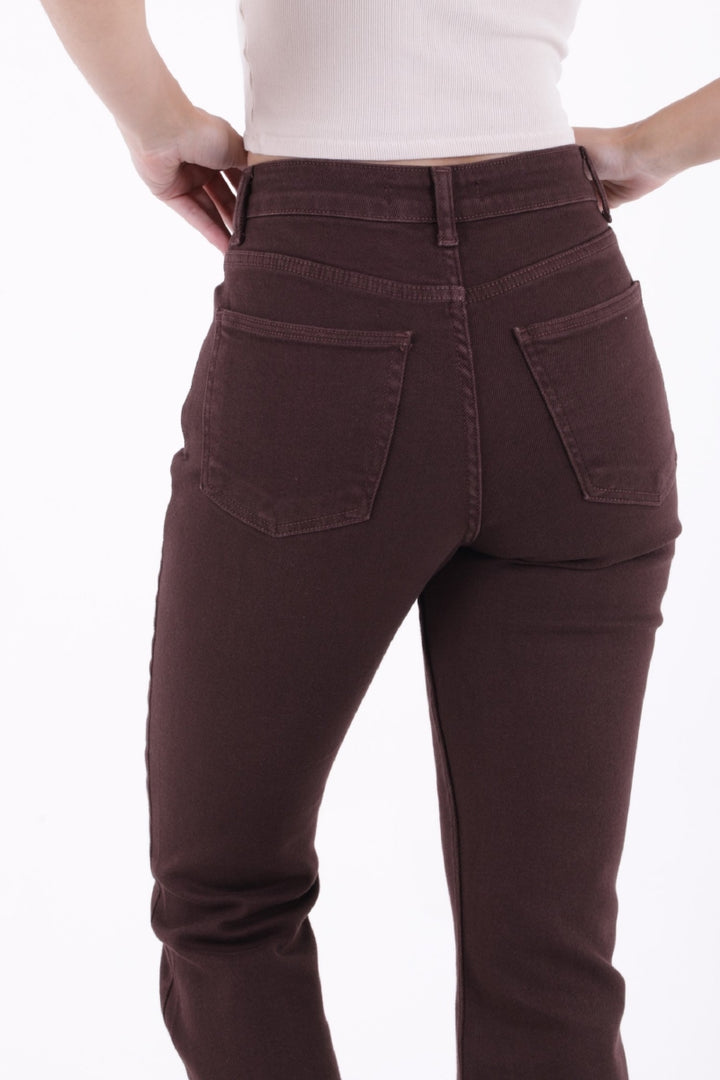 XLJ High Waist Mom Fit Jean with Flared Leg and Fringe Ending Mixed - Teruel