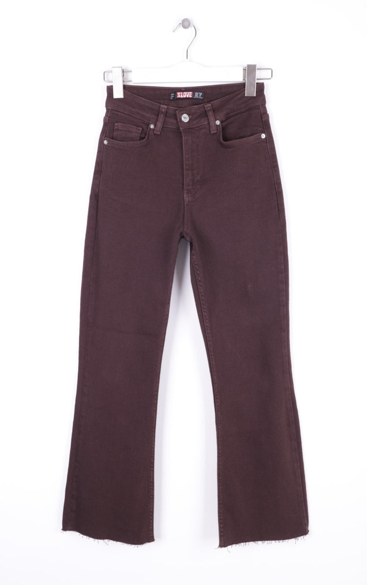 XLJ High Waist Mom Fit Jean with Flared Leg and Fringe Ending Mixed - Teruel