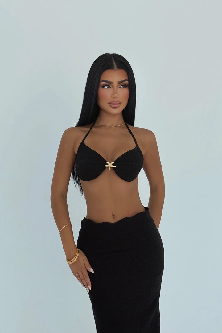 EYY Women Black Tied Skirt Suit - Roseville