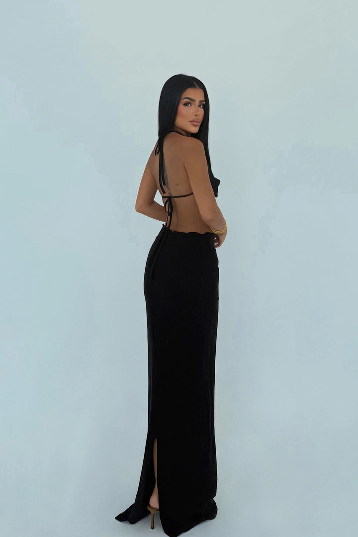 EYY Women Black Tied Skirt Suit - Roseville