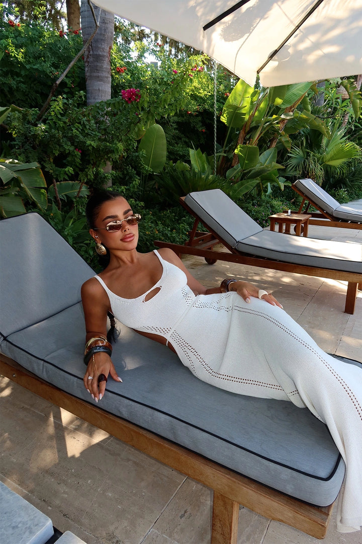 EYY Women White Strapless Window Detail Dress - Fairfield