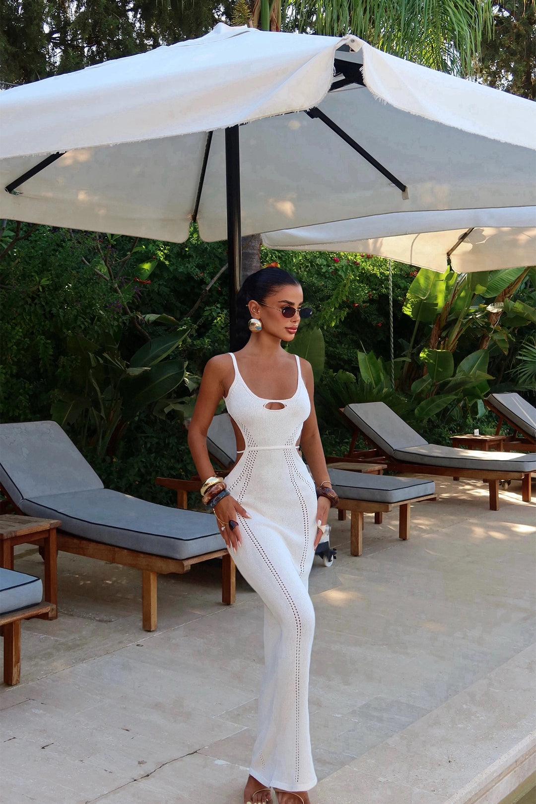 EYY Women White Strapless Window Detail Dress - Fairfield