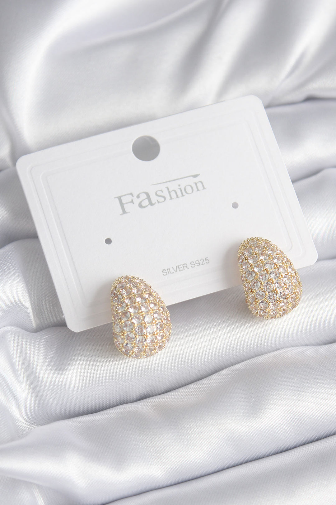 EBJ Rice Gold Color Drop Model Women's Earring with Zircon Stone - Ferizaj