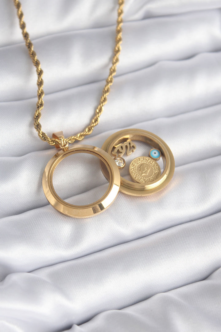EBJ 316L Steel Gold Color Openable Vial Model Women's Necklace - Pervomaisk