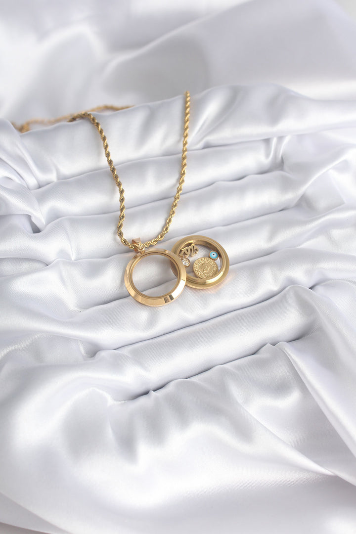 EBJ 316L Steel Gold Color Openable Vial Model Women's Necklace - Pervomaisk