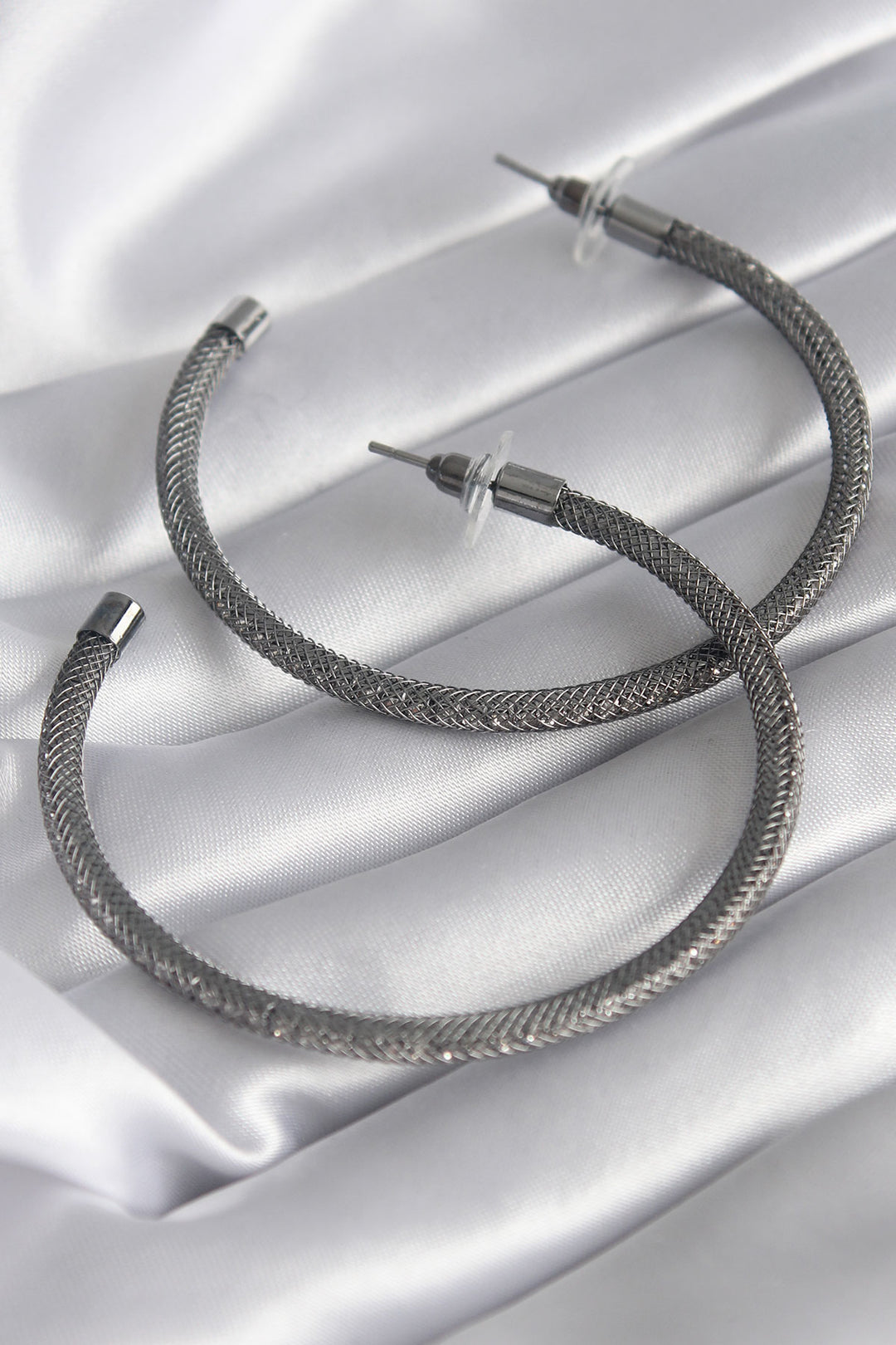 EBJ Rice Smoked Color Wicker Hoop Model Zircon Stone Detail Women's Earring - Sabadell