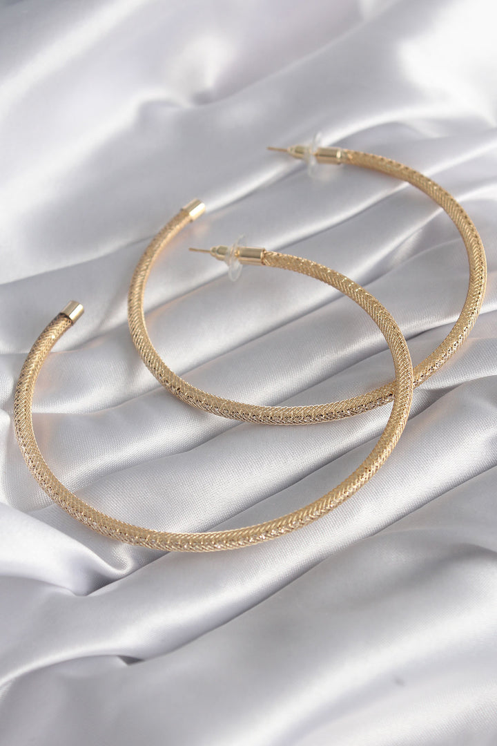 حلق نسائي من EBJ Rice Gold Color Wicker Hoop موديل حجر الزركون - Gómez Palacio