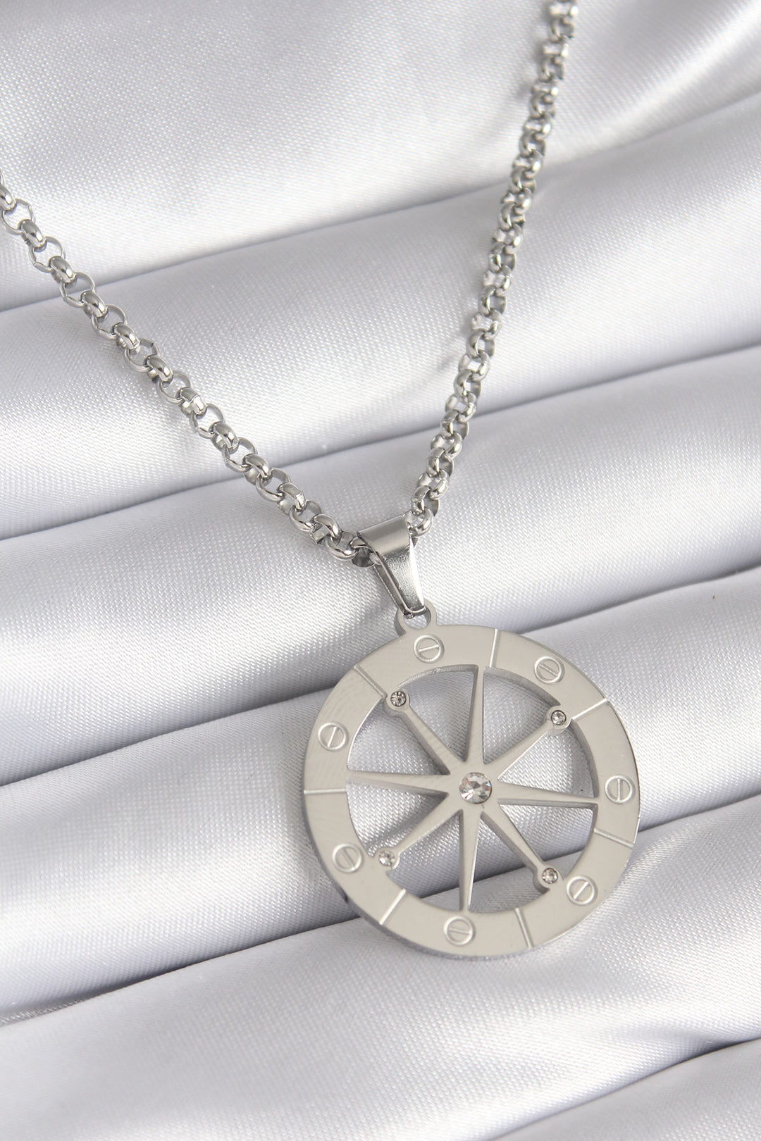 EBJ 316L Stainless Steel Silver Color Zircon Stone Dream Catcher Model Engraved Detail Women's Necklace - Reynosa