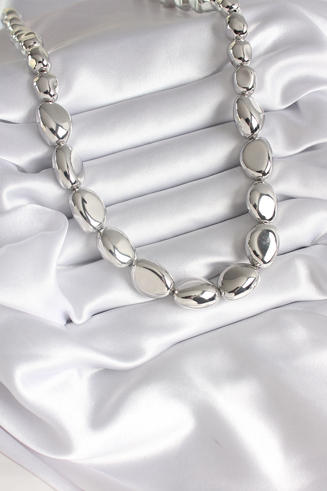 EBJ 316L Stainless Steel Silver Color Pebble Pattern Women's Necklace - Voznesensk