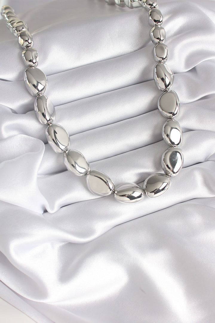 EBJ 316L Stainless Steel Silver Color Pebble Pattern Women's Necklace - Voznesensk