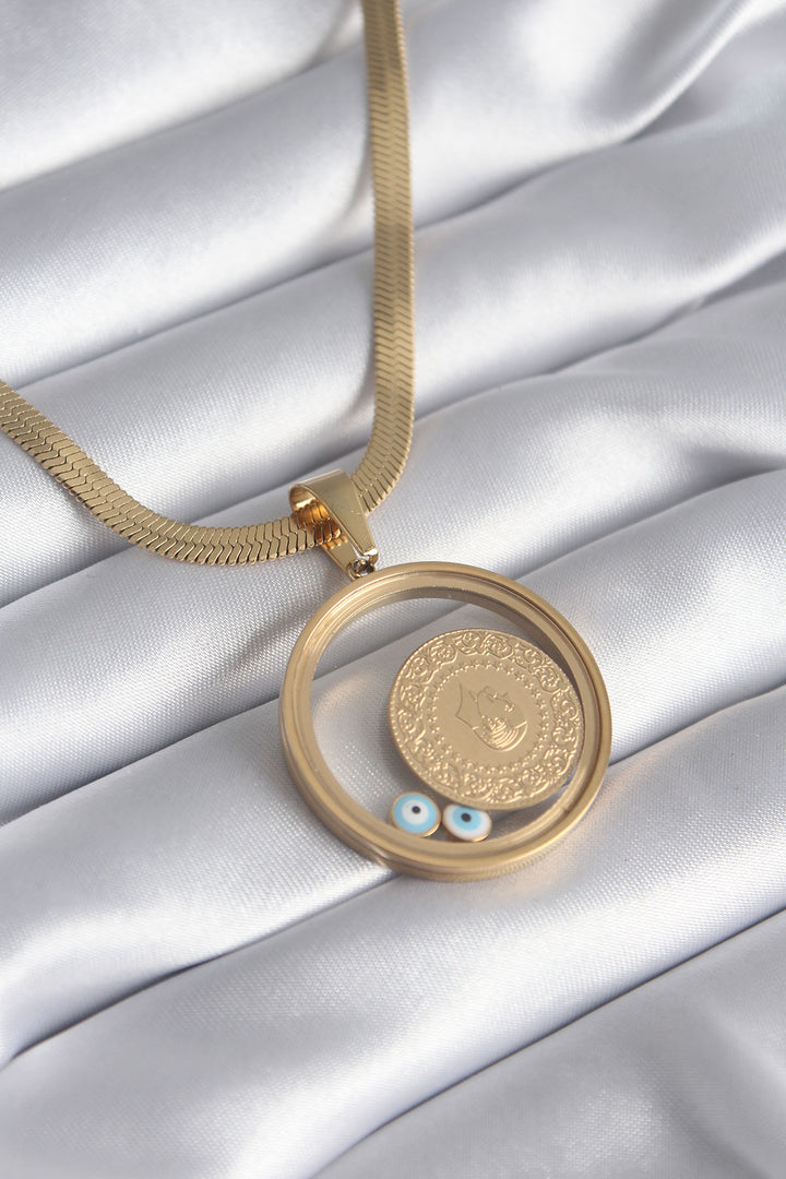 EBJ 316L Steel Gold Color Italian Chain Quarter Figure Openable Locket Model Women's Necklace - Erftstadt