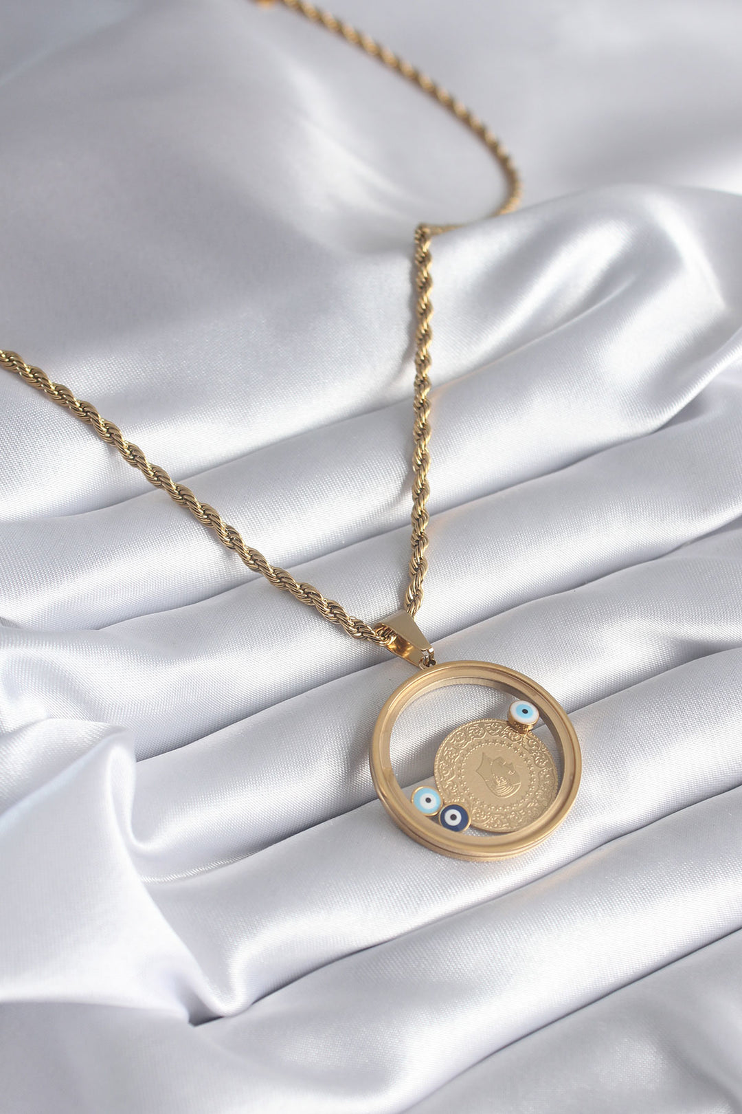 EBJ 316L Steel Gold Color Spiral Chain Quarter Figure Openable Locket Model Women's Necklace - Cupertino