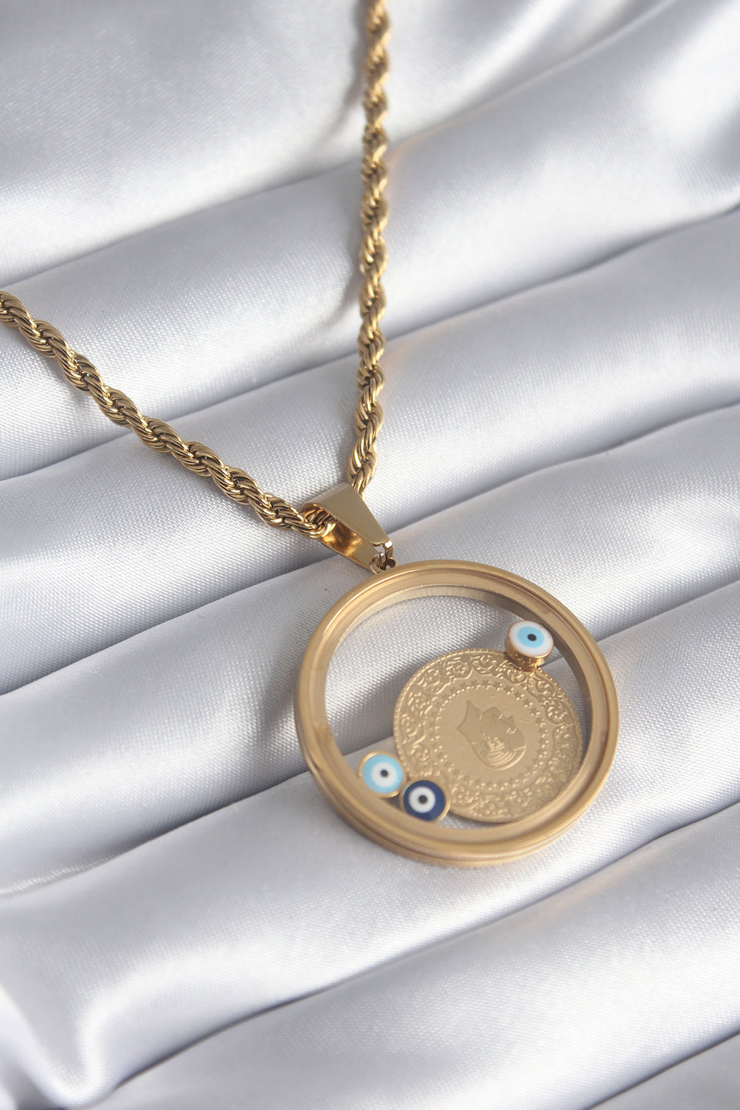 EBJ 316L Steel Gold Color Spiral Chain Quarter Figure Openable Locket Model Women's Necklace - Cupertino